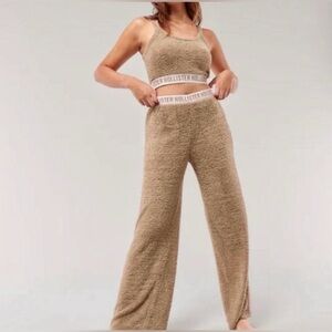 Hollister Sleepwear Fuzzy Two-Piece Lounge Set in Taupe